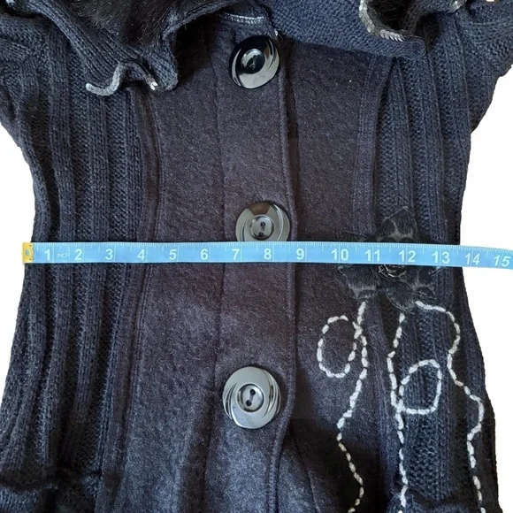 Roz & Ali Women's Cardigan Sweater Dress Small Y2K Fairy Grunge Whimsigoth Black - Picture 9 of 11